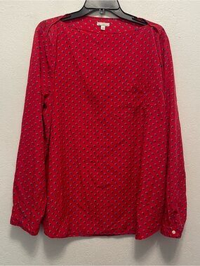 GAP Red and Blue Polka Dot Long Sleeve Blouse Boat Neck XXL NEW